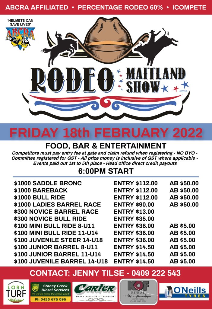 Maitland Show Rodeo ad 2022